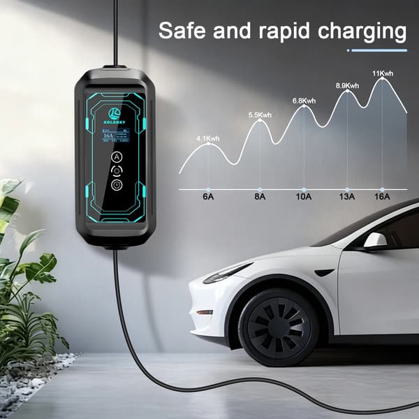 EV-lader, Bærbart design, Justerbar strøm,11KW-10M