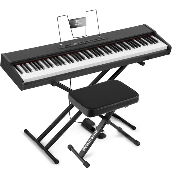 Digitalpiano, Bluetooth-anslutning, komplett bärbart set,Svart