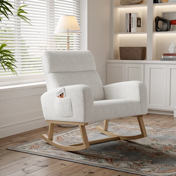 Gyngestol, Velourmateriale, Ergonomisk Design,HVID