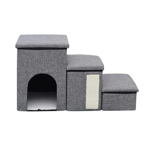 Husdjurstrappor, Fällbar Design, Bredare Steg,GRÅ