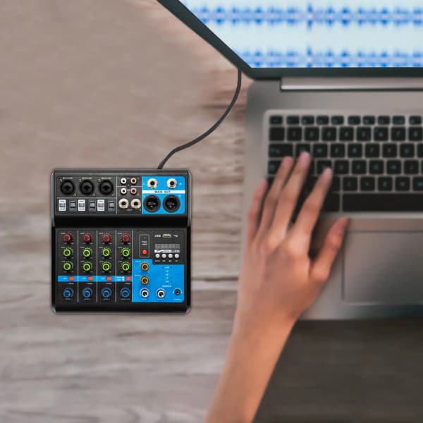 Lydmixer, 5 Kanaler, Bluetooth-forbindelse,sort