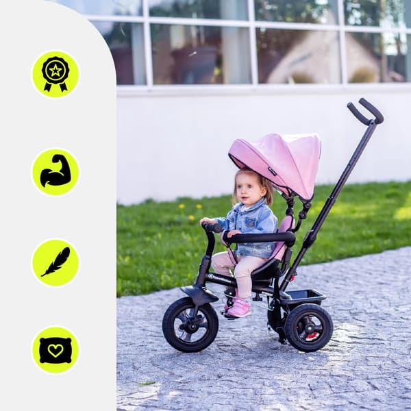 Trehjulig cykel, 4-i-1 mångsidighet, säkerhetsfunktioner,Rosa