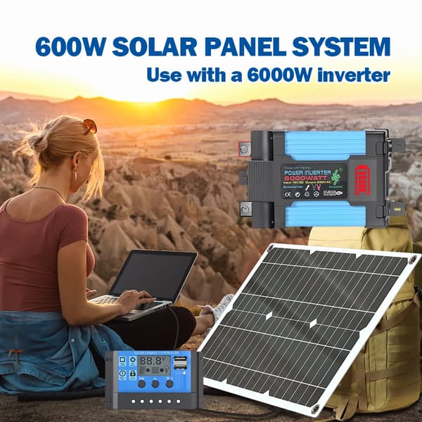 Solenergisystem, 6000W inverter, 30A laderegulator,220V sæt