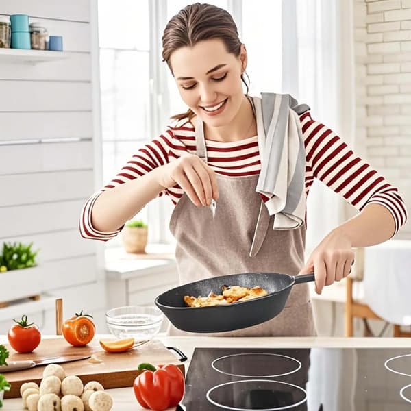 Gryde af støbejern, Alsidig madlavning, Holdbart design,4Pcs-Sort