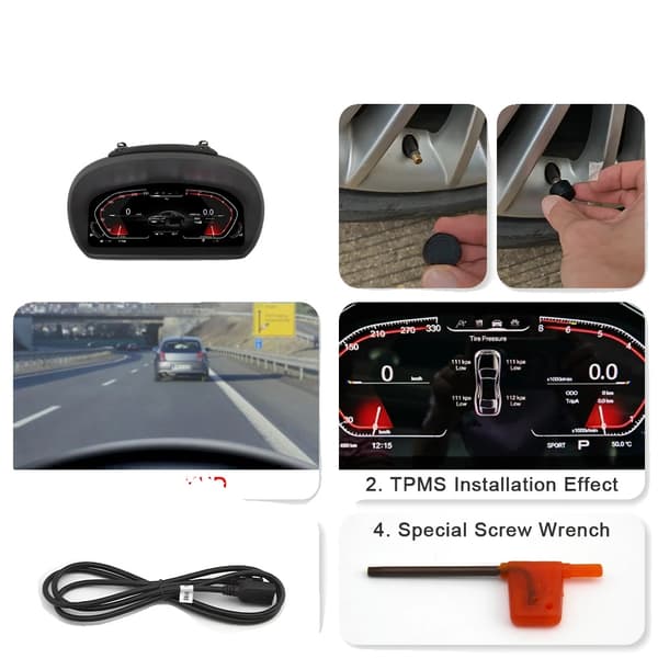 Digitalt Dash Cluster til Kompakt Luksusbil, Realtidsnavigation, Trådløs Forbindelse,E87 med TPMS