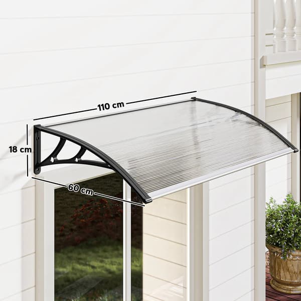 Udendørs Markise, Polycarbonat Materiale, UV Beskyttelse,110X60X18 cm, MULTI