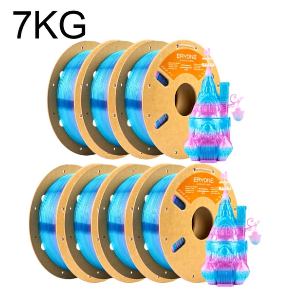 3D-printfilament, PETG-material, multicolor muligheder,Roserød Blå-7kg