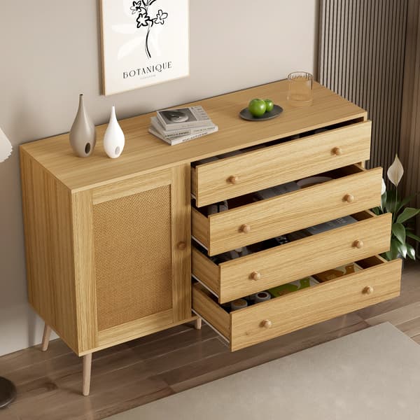 Side Cabinet, 4 Skuffer, Stilren Minimalistisk Design,A