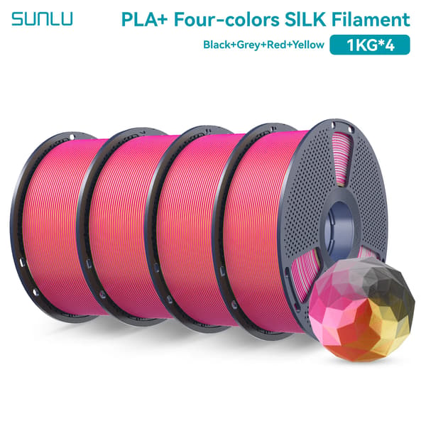 3D-printer filament, silkemateriale, lav krympning,BK GY RD YL