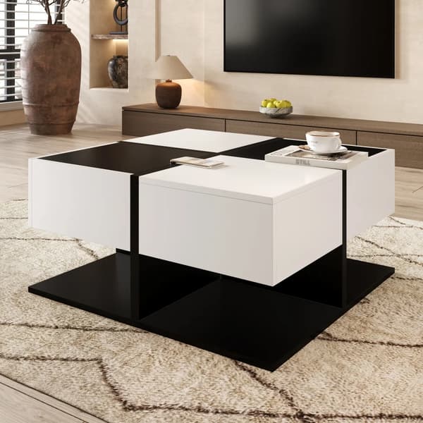 Kaffebord, Moderne Design, God Opbevaring,Sort Hvid