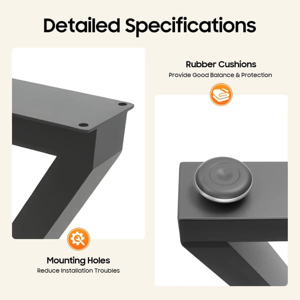 Møbelben, X-formet design, metal konstruktion,sort