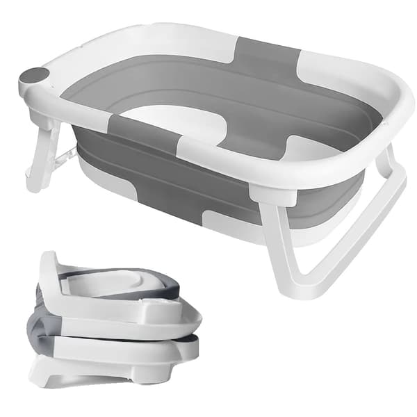 Babybad, Foldbart Design, Sikkerhedstemperaturindikator,GRÅ