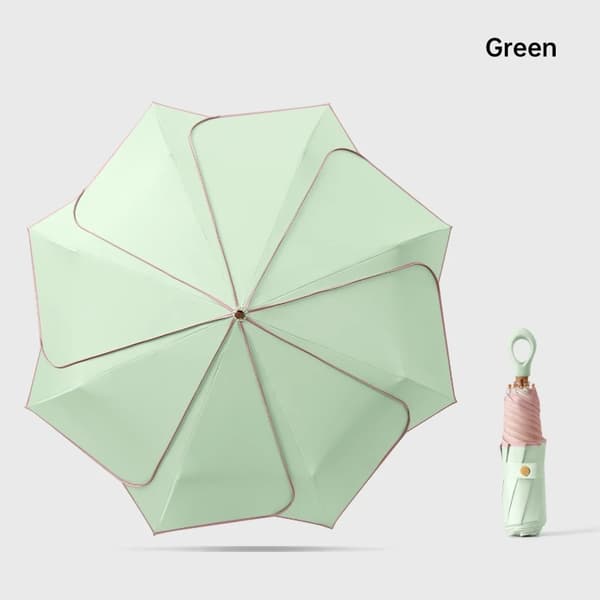 Paraply, Petal Design, UV Beskyttelse,Aluminium-e, 8K-e, grøn
