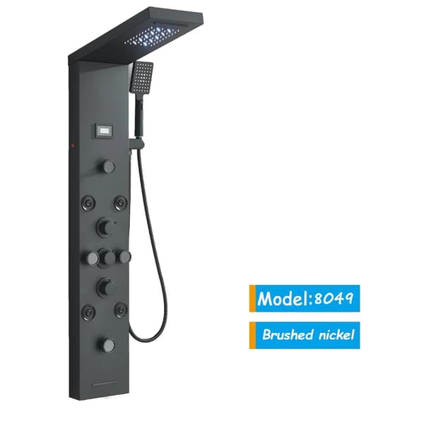 Brusesystem, LED-lys, massagebruser,8049 Mat Sort