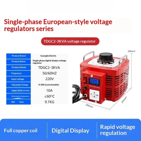 Variabel transformator, justerbart spänningsområde, hög effektutgång, 3000VADigitalDisplay, EU PLUG-a