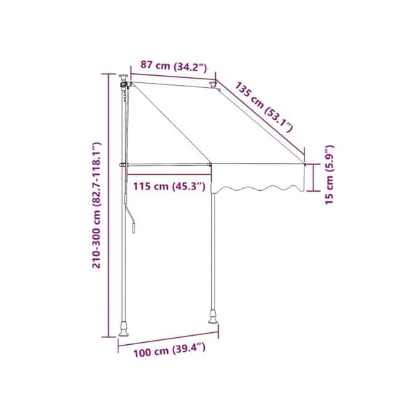 Markise, Manuel Betjening, 100 cm Bredde,MULTI