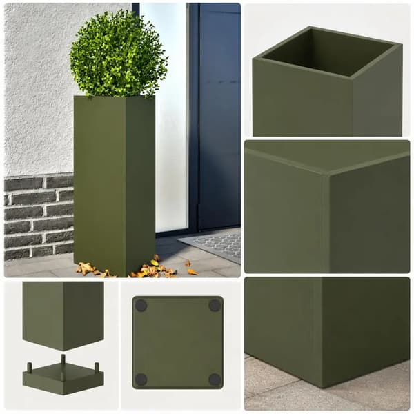 Planterlåda, Modern Geometrisk Design, Hållbar Metallkonstruktion,Grön