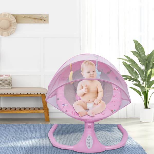 Babygunga, Justerbar Gunga, Timerfunktion,Rosa