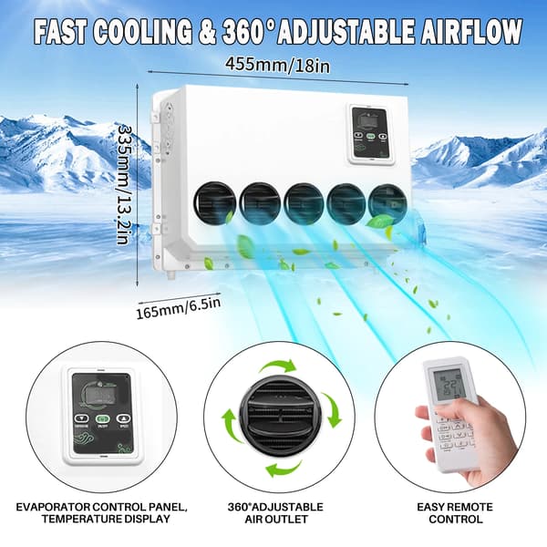 Airconditioner, 12V DC, Høj Luftstrøm Kold,Hvid 12V