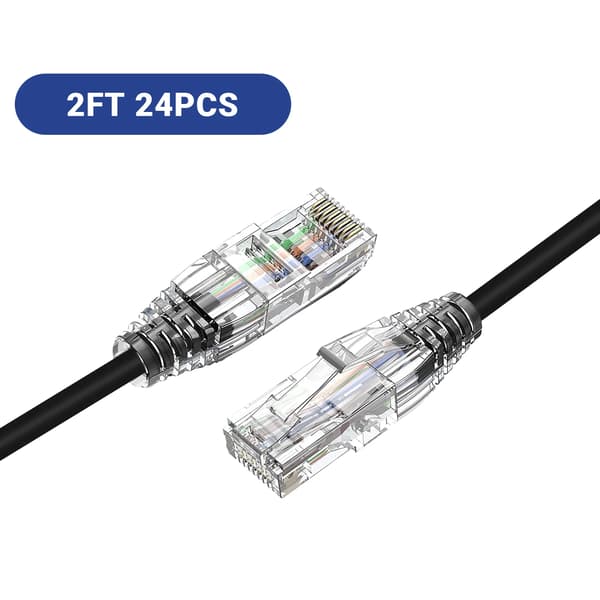 Ethernet Patch Kabel, 10Gbps Hastighed, Power Over Ethernet Support,Sort 2ft