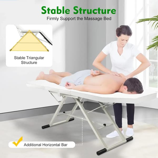 Massagebord, Foldbart Design, Behageligt Åndehul,HVID