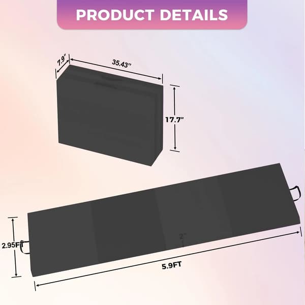 Gymnastikmåtte, Foldbart Design, Skridsikker Overflade,Sort