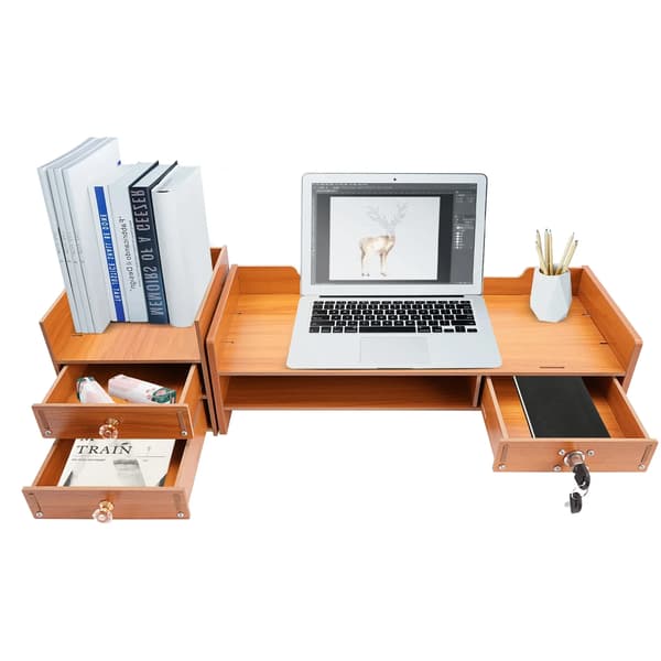 Monitorstand, Pladsbesparende Design, Holdbar Konstruktion,Træ