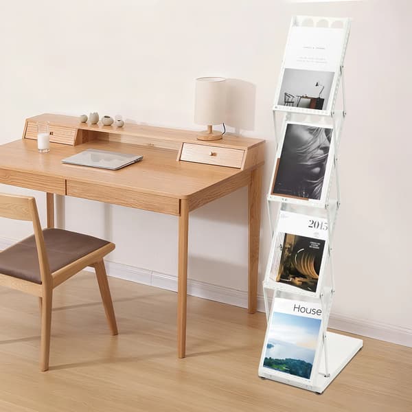 Magasinholder, Foldbar, Lagdelt Design,Hvid