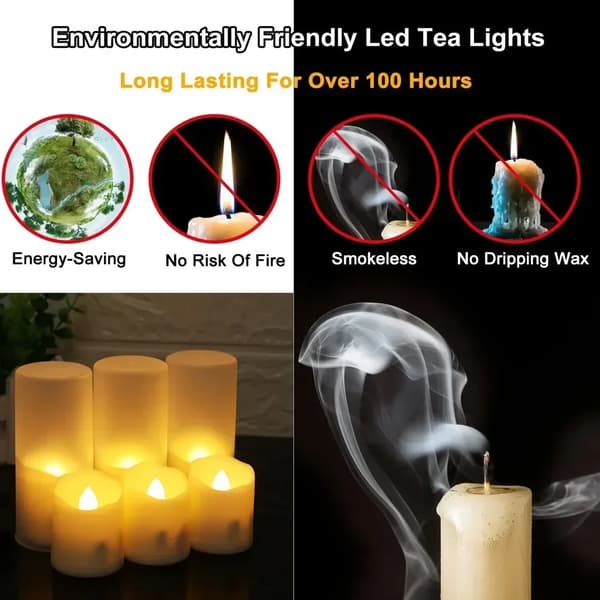 LED-ljus, uppladdningsbart, fjärrkontroll,6Pc