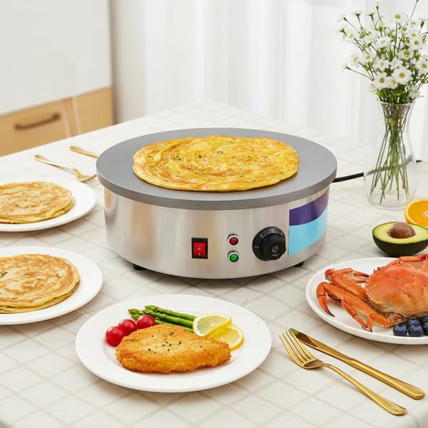 Crepe Maker, Støbejernskonstruktion, 3000W Effekt,Sølv
