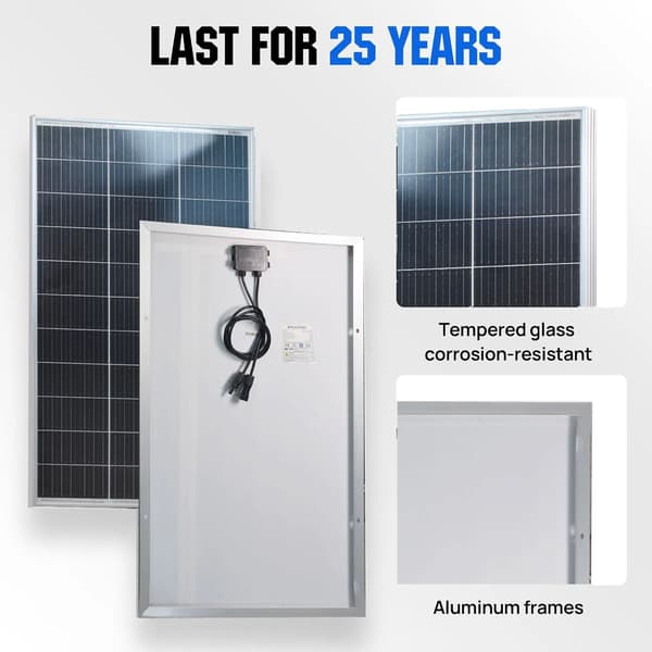 Solpanel, Høj Effektivitet, Holdbar Konstruktion,2stk 100w panel