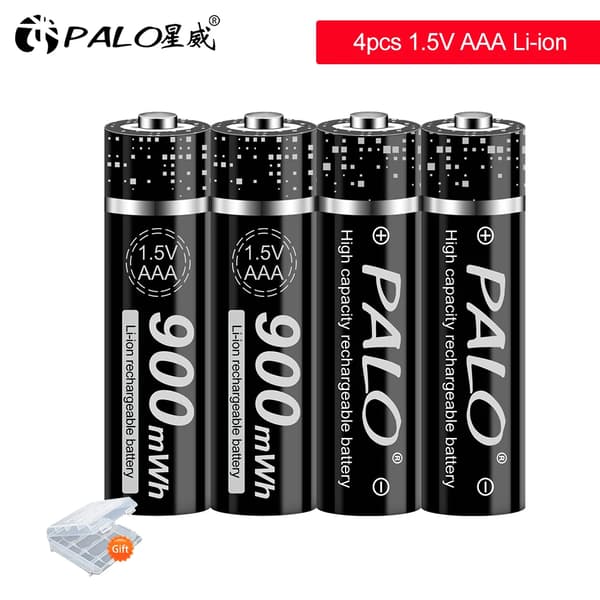AAA uppladdningsbart batteri, 900mWh kapacitet, litiumjonmaterial,4st AAA