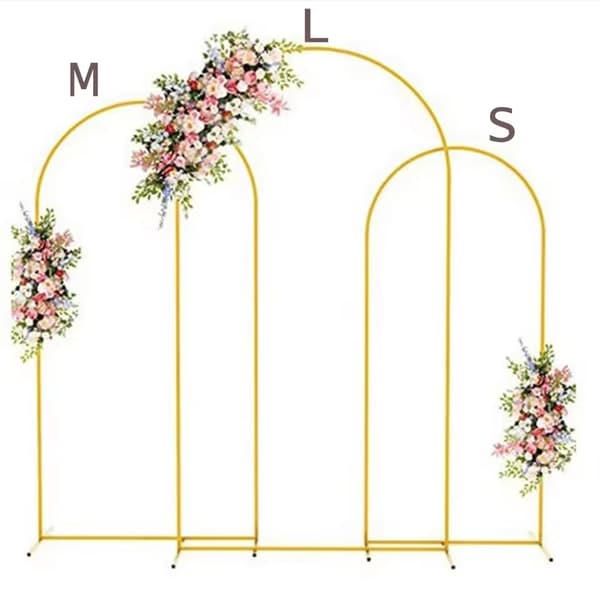Bröllopsbåge, Elegant Metalldesign, Lätt Montering,1 set av 3 st S+M+L, Guld-b