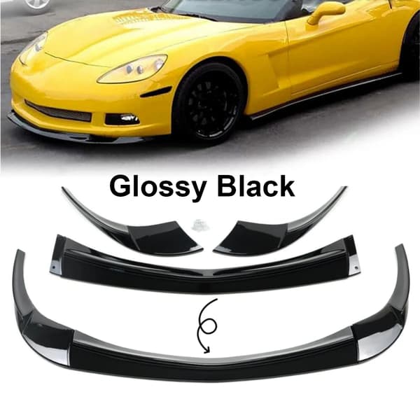 Bumper Lip, Krockskydd, Designad för Corvette C6 Basmodeller,Glansig svart