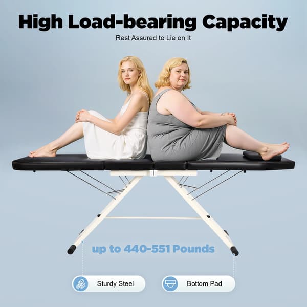 Massagebord, Bärbar Design, Hög Viktkapacitet,svart