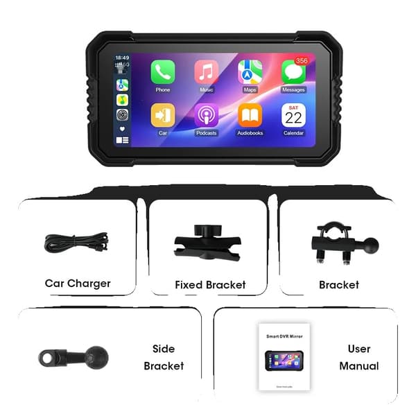 Motorcykel GPS-navigation, trådløs CarPlay, Android Auto-support,Carplay