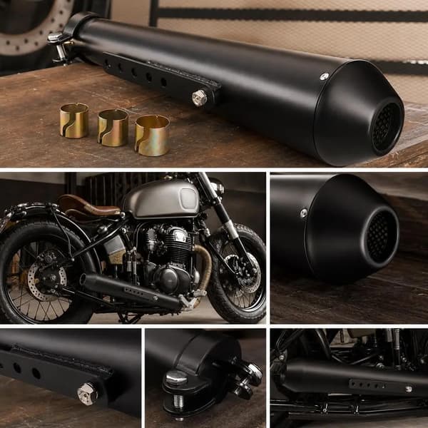 Motorcykel Udstødningsdæmper, Retro Design, Støjdæmpning,Sort Bagt