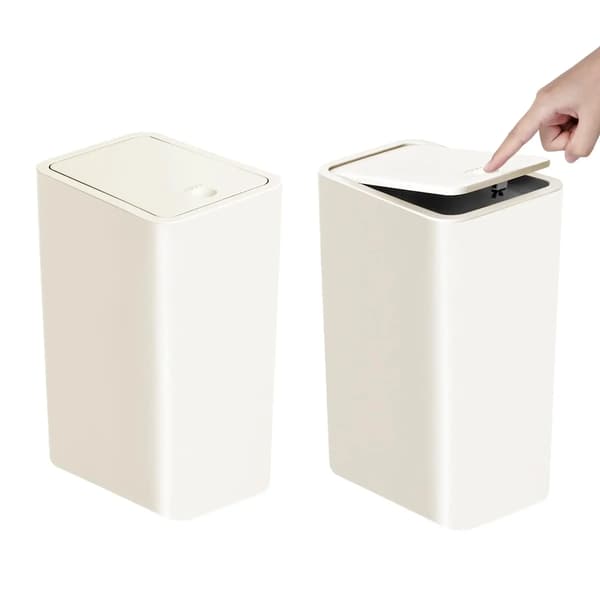 Sopkorg, Trycklock, Miljövänlig Design,10L, 2 Pack Vit