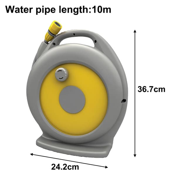 Havevogn, 10 Meter, 1/2 Tomme Diameter, Multi-Spray Dyse, Gummimateriale, Vejrbestandig