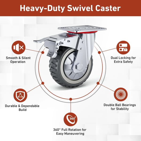 Svinghjul, Heavy Duty, Dobbelt Låsesystem,Sølv