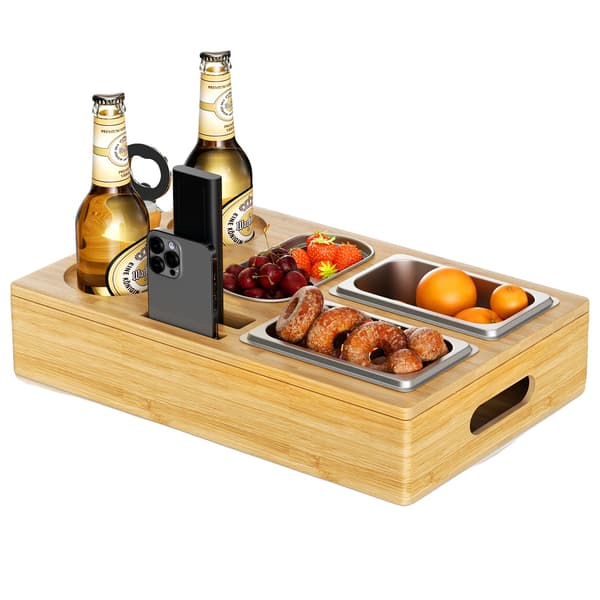 Soffbord, Bambusorganisatör, Rostfria Brickor,02