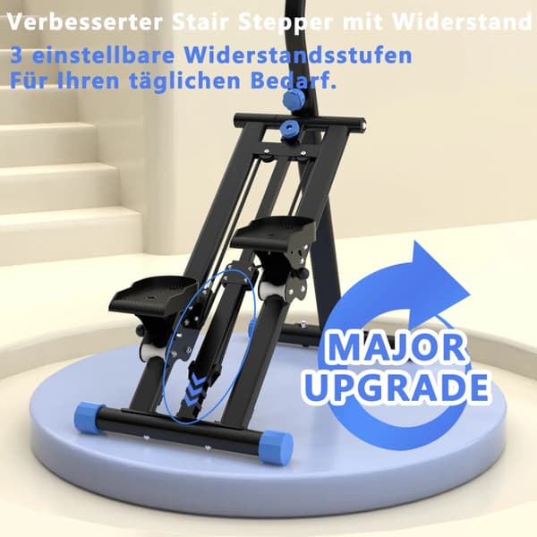 Trappe Stepper, Justerbar Modstand, Kompakt Design,sort