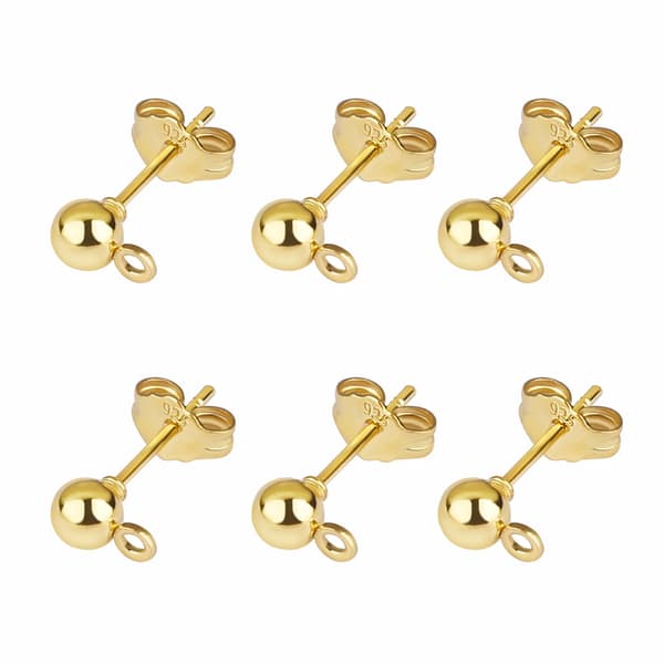 Øreringe, 925 Sølv Rustfrit Stål, 50 Stykker Pakke,B-4mm Guld