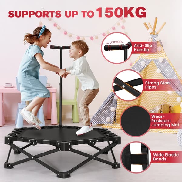 Trampolin, Justerbar Højde, Holdbar og Stabil Design,A