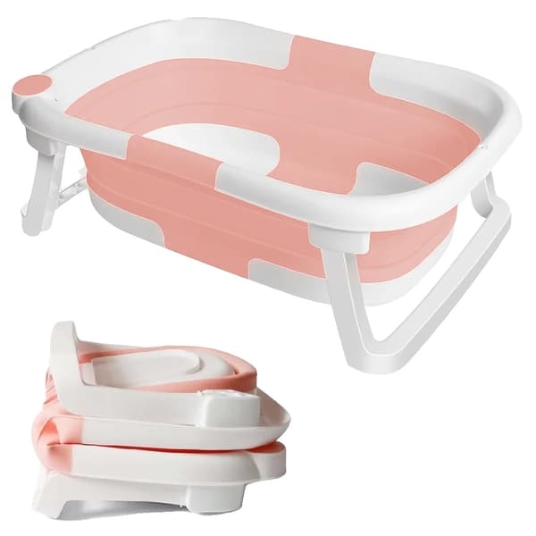 Babybad, Foldbart Design, Sikkerhedstemperaturindikator,Pink