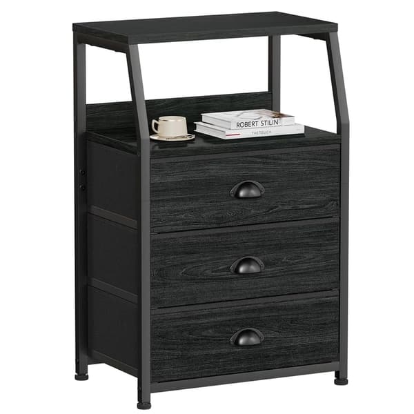 Sengebord, Moderne Design, 3 Opbevaringsskuffer,sort