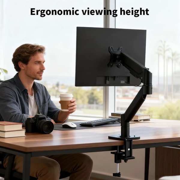 Monitorarm, Fuld bevægelse artikulation, Klemme/Grommet base,sort
