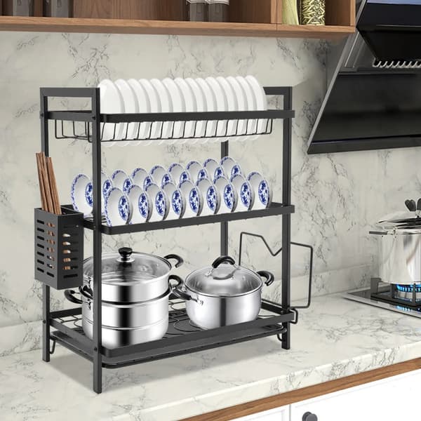 Diskställ, 3-lagers design, redskapskrokar ingår, svart