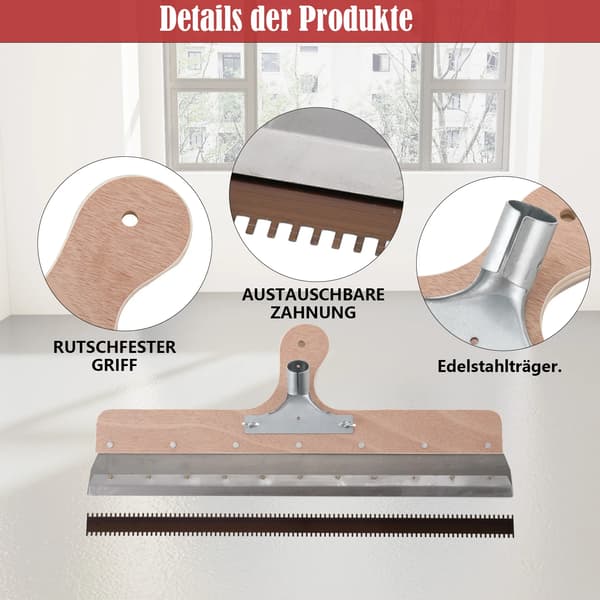 Cementskrapa, Bladlängd 560mm, Tandbredd 2mm, Tandhöjd 3.5mm, Spaltbredd 4mm, Förpackningsvikt 1kg
