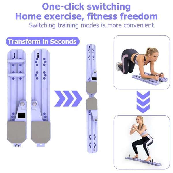 Pilatesbräda, 8-i-1 Multifunktionell Design, Justerbar Bredd,LILA